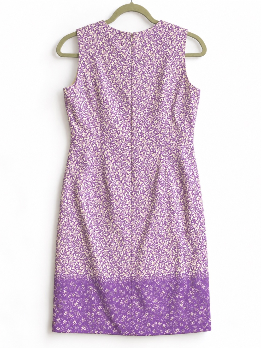Talbots 100% Silk Floral Shift Dress Size 10 Purple Ombré Knee Length - Picture 8 of 8